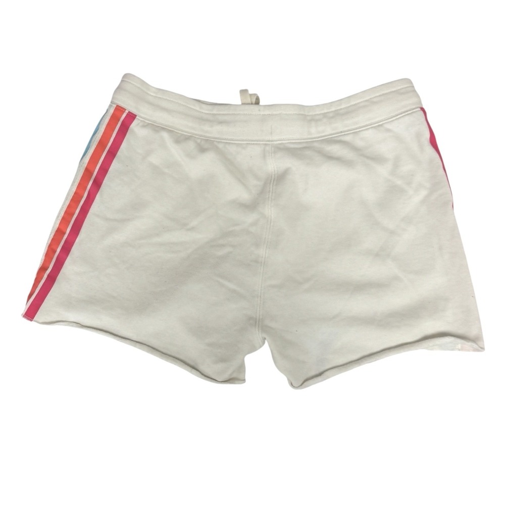 Gap Womens‎ off White Rainbow Stripe Shorts Medium Raw Hem Sporty Casual Logo